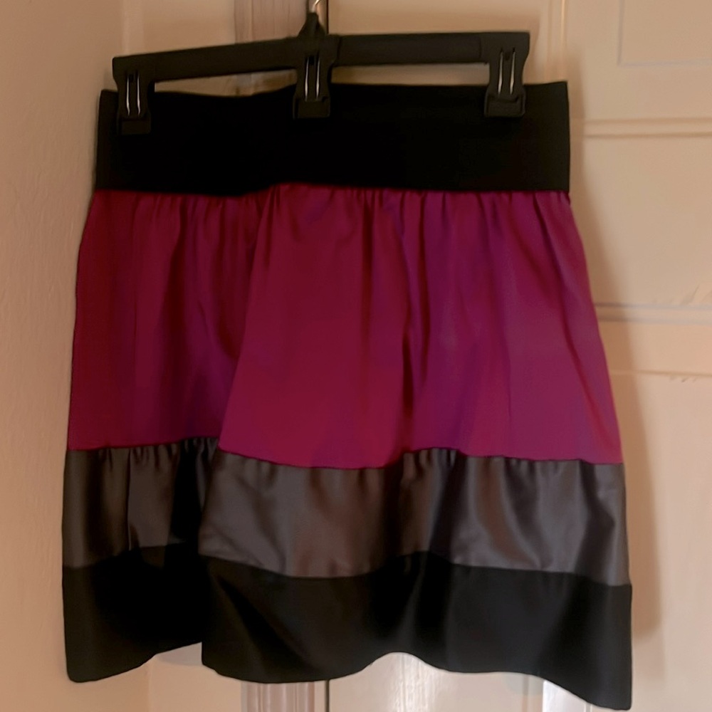 Cute  pink dark gray and black skirt color block
